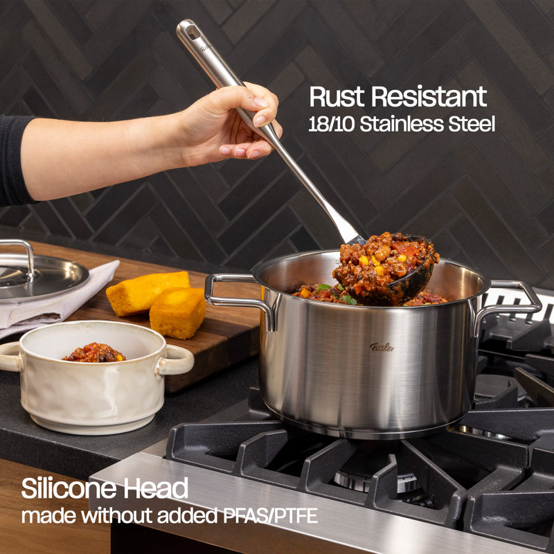 Fissler Essential Silicone Ladle, Heat-Resistant Nonstick Cooking Utensil for Soups, Sauces & Stews, Ergonomic Handle