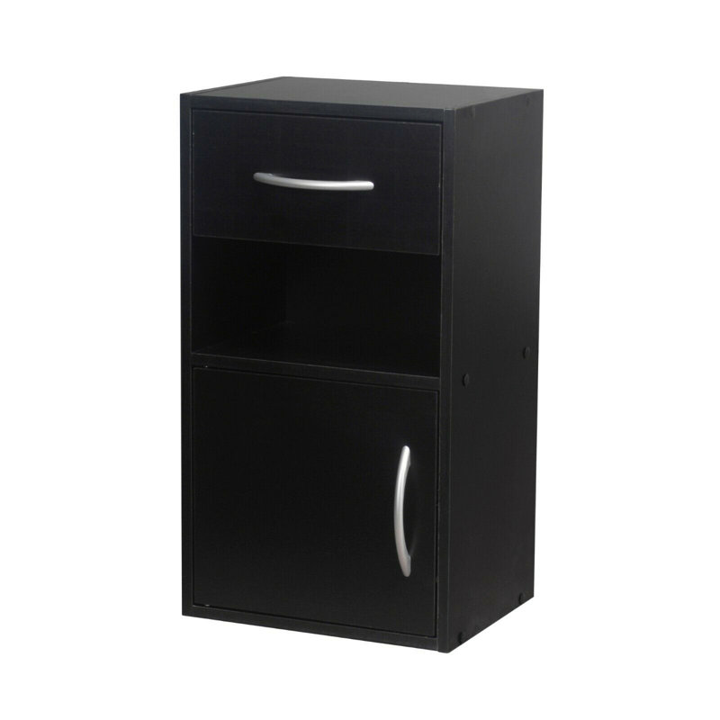 Baraa 30cm W Manufactured Wood Bedside Table, Individual, Black