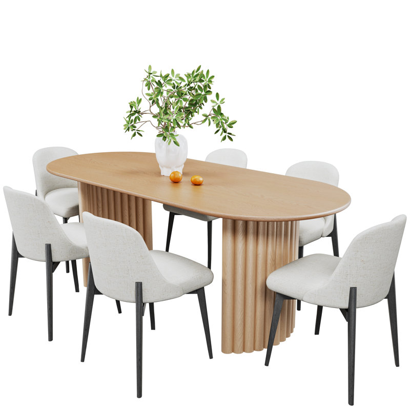 Eudora 6 - Person Solid Oak Oval Dining Set, Walnut