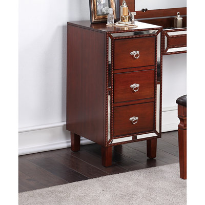Meuble-lavabo traditionnel en cerisier avec tabouret et rangement pratique couleur cerise