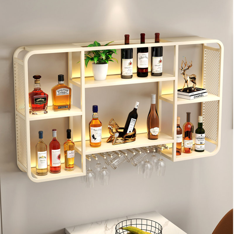 Small Wall Mounted Wine Rack, 27.5" H x 39.3" W x 7.8" D, Butter