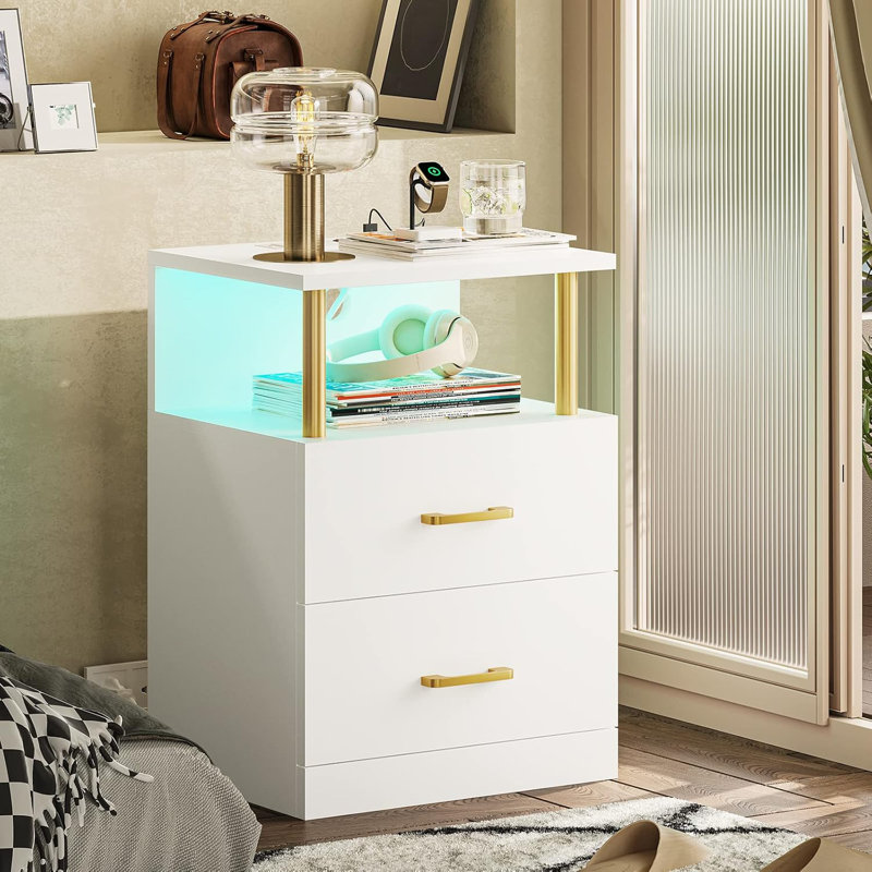 Adallyn Led Nightstand, White