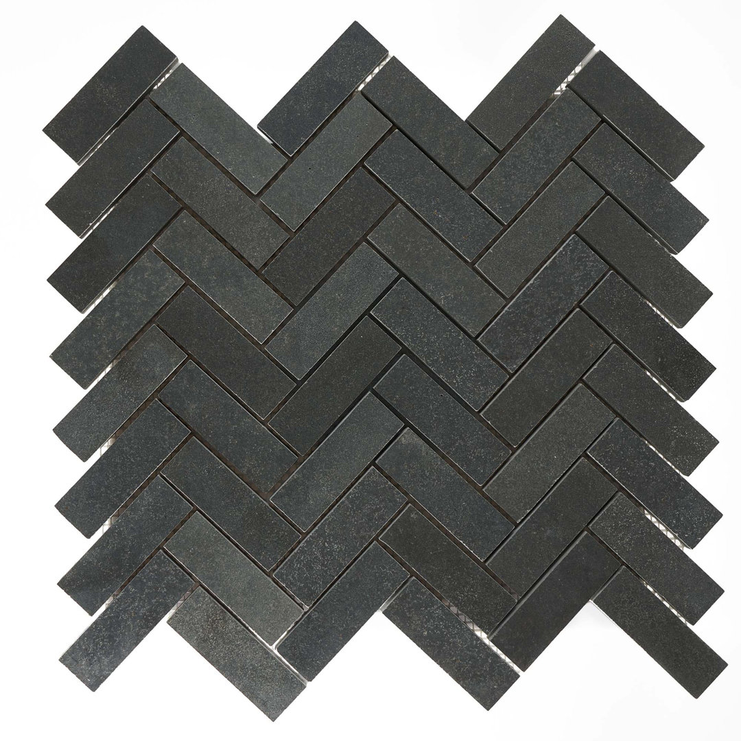 Highland 1" x 3" Basalt Chevron Mosaic Wall & Floor Tile Parvatile