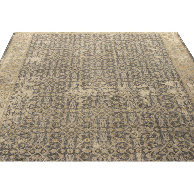 Distressed Homage Hand Knotted Wool Floral Area Rug, Rectangle 8' x 10'