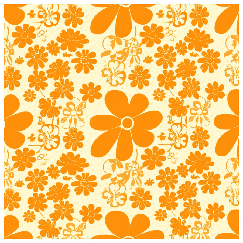 Orange Floral Pattern Quilted Bedspread All Sizes, Queen