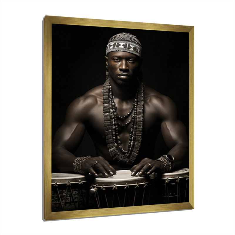 Cratten Tribal Drumbeat I sur impression sur toile, H 32 po x l 24 po x P 1 po, Encadrement doré