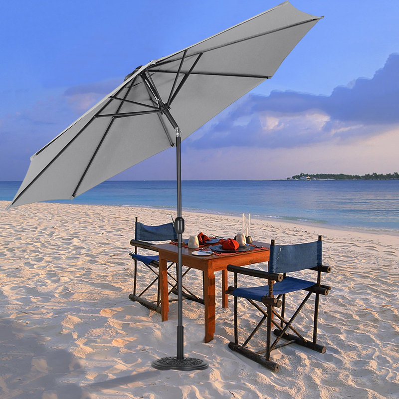 Aaroon 300cm Tilt Market Parasol, Light Grey