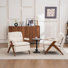 Mid Century Upholstered Arm Accent Chair with Solid Wood Legs