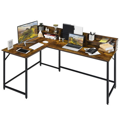L-Shaped Metal Base Writing Desk