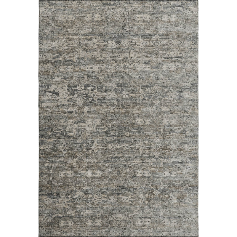 Premium Machine Washable Mayfield AMF2324 Ikat Rug, Pewter, 9' x 12'