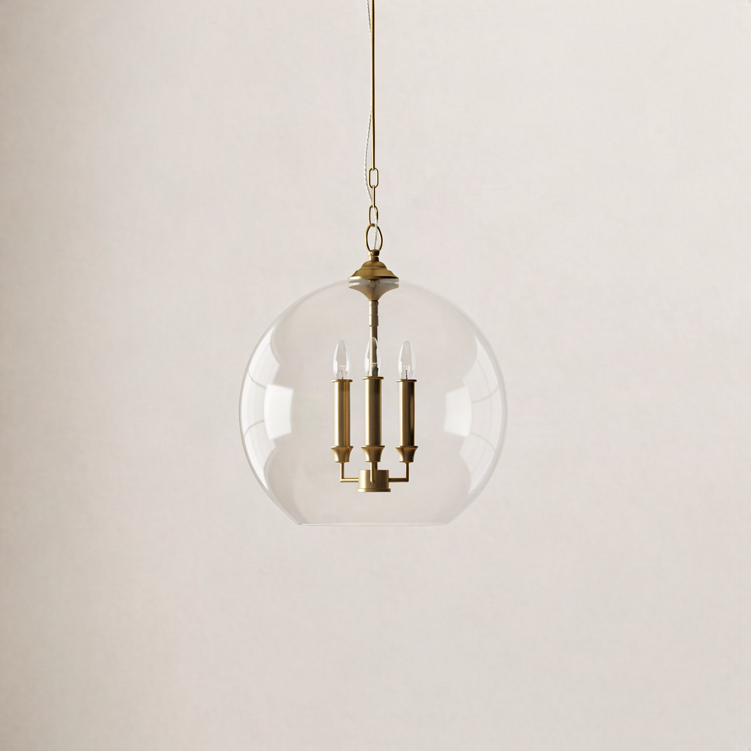 Vermilion Dimmable 3-Light Pendant, Burnished Brass
