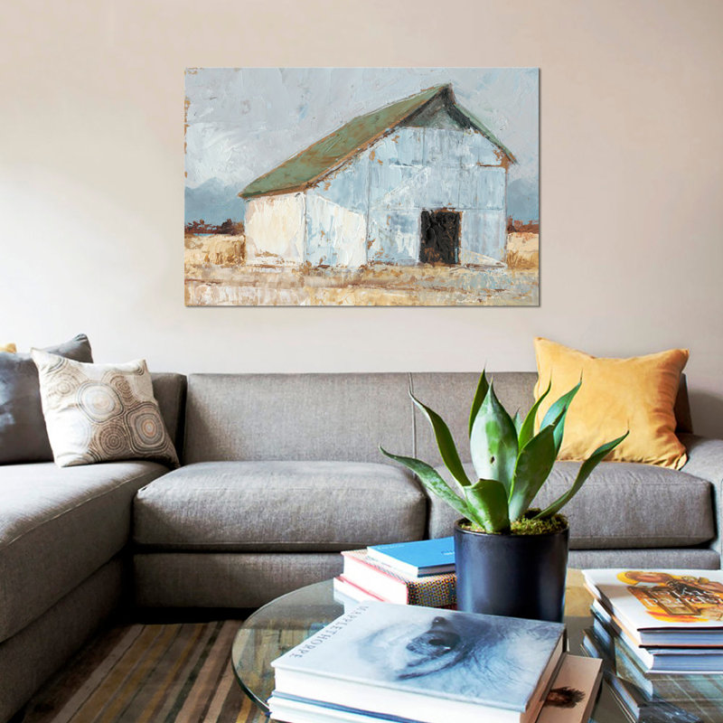 « grange i », impression sur toile, H 12 po x l 18 po x P 1,5 po, Pas de tapis, Toile tendue