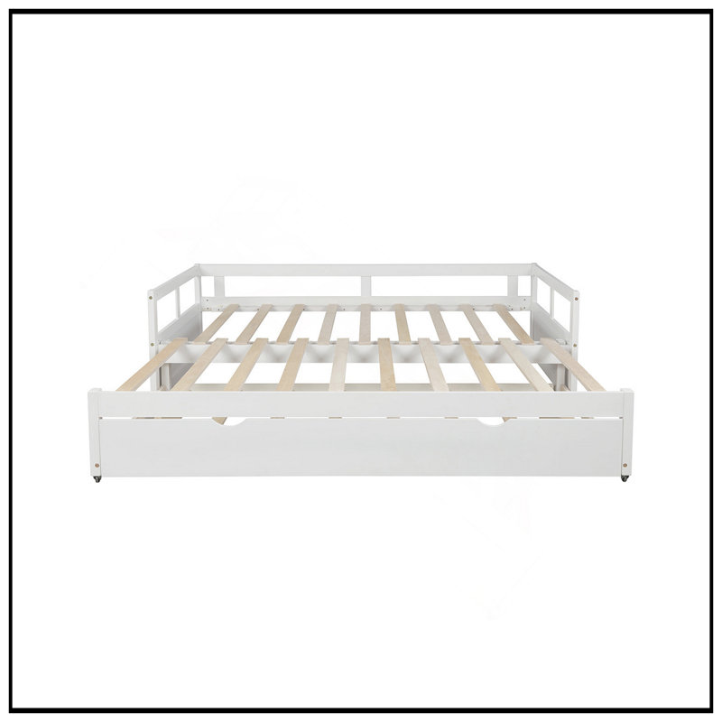 Extending Daybed With Trundle, Wooden Daybed For Space-Saving And Versatile Use In Any Home, White