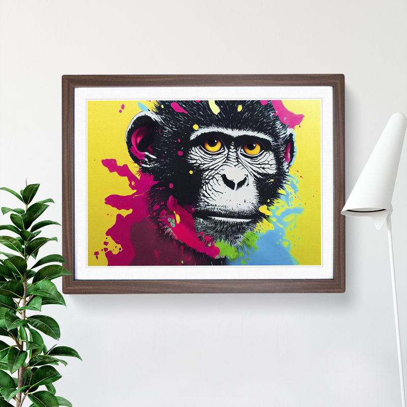 Monkey Splash - Framed Print, 34cm H x 46cm W, Walnut Framed