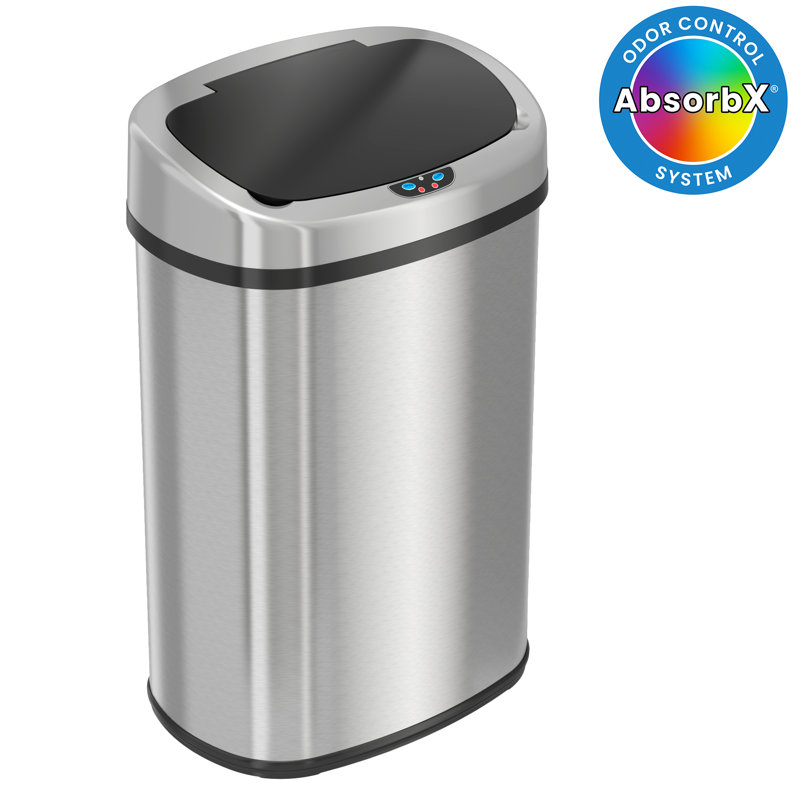 Stainless Steel Touchless Oval Trash Can with Motion Sensor Lid