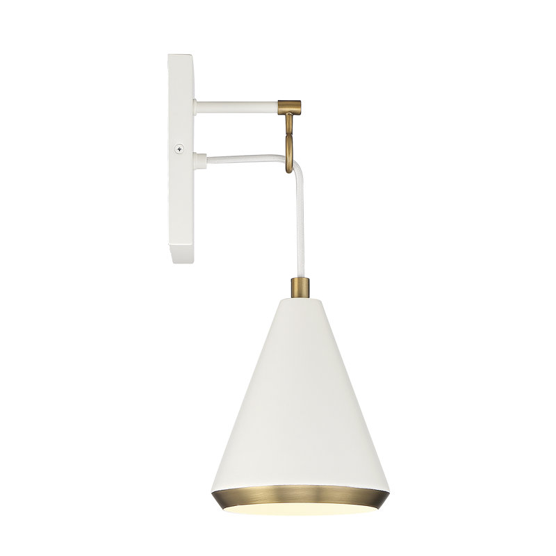 Astaryanza Armed Sconce, White/Natural Brass