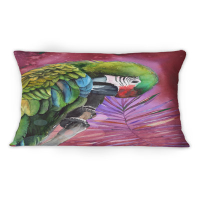 Portrait Of A Colorful Parrot - Traditional Printed Throw Pillow 1