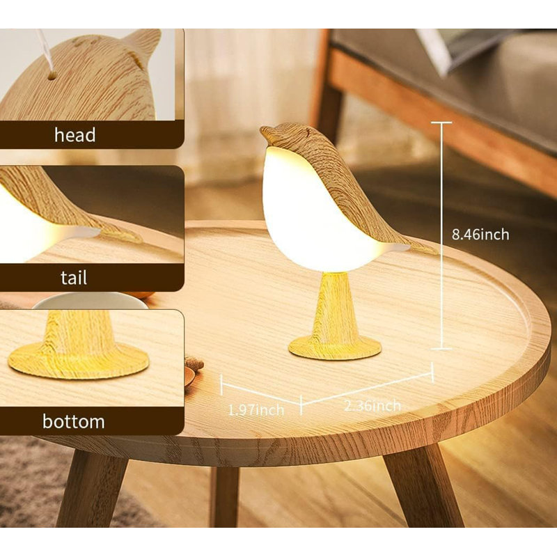 Bird Table Lamp with Remote & Touch Control Rechargeable Cordless Bedside Lamp