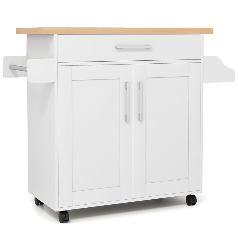 Clemmie Wood Kitchen Island, White