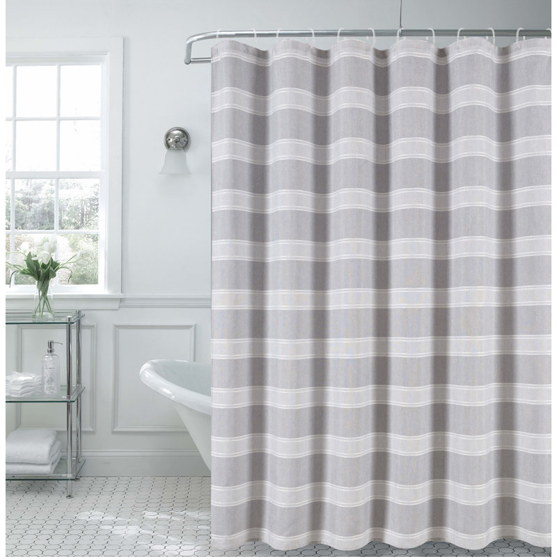 Striped Shower Curtain, Silver, 72"H x 70"W