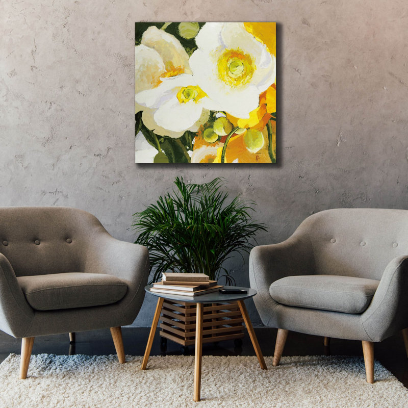 Art mural sur toile Epic Graffiti «White Anemones Up Close» par Shirley Novak, H 37 po x l 37 po x P 1,5 po