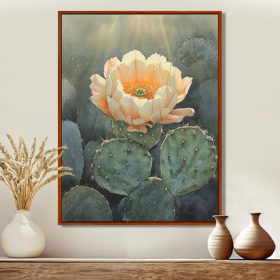 Art mural fleur de cactus, toile de fleurs du désert, Hajeb