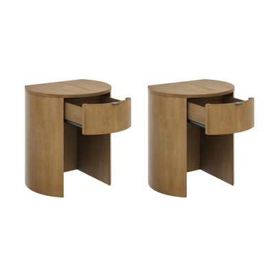 Contemporary Rounded Nightstand With Drawer