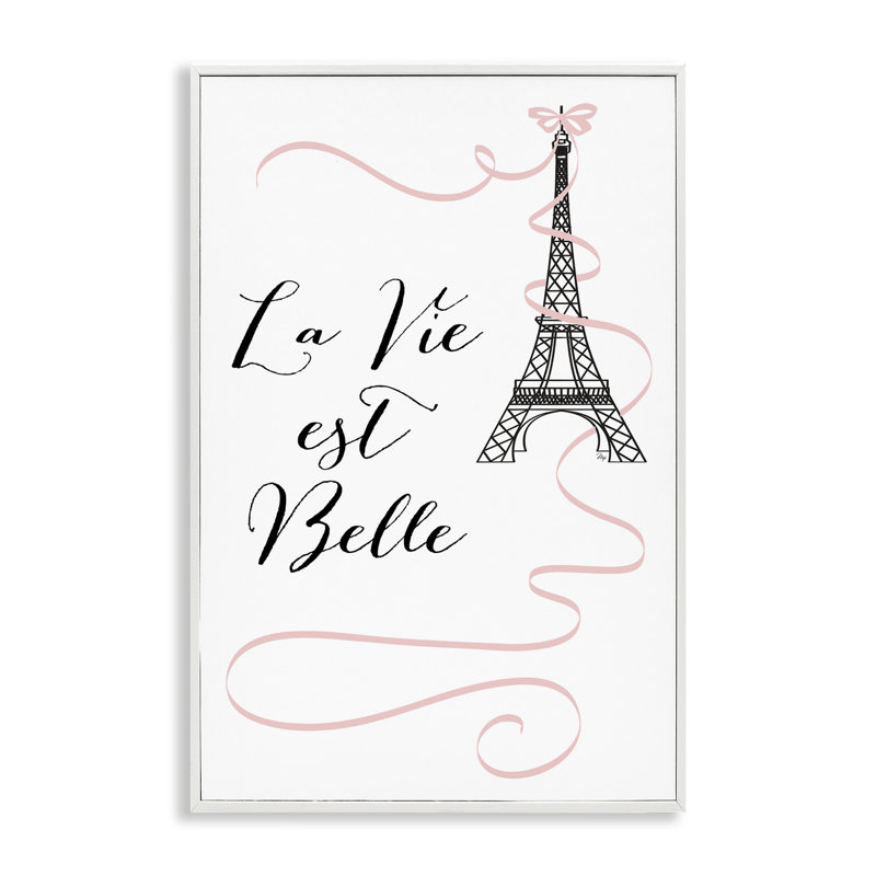 «Life Is Beautiful», expression française encadrée par estampe numérique, design par Martina Pavlova, H 18 po x l 12 po