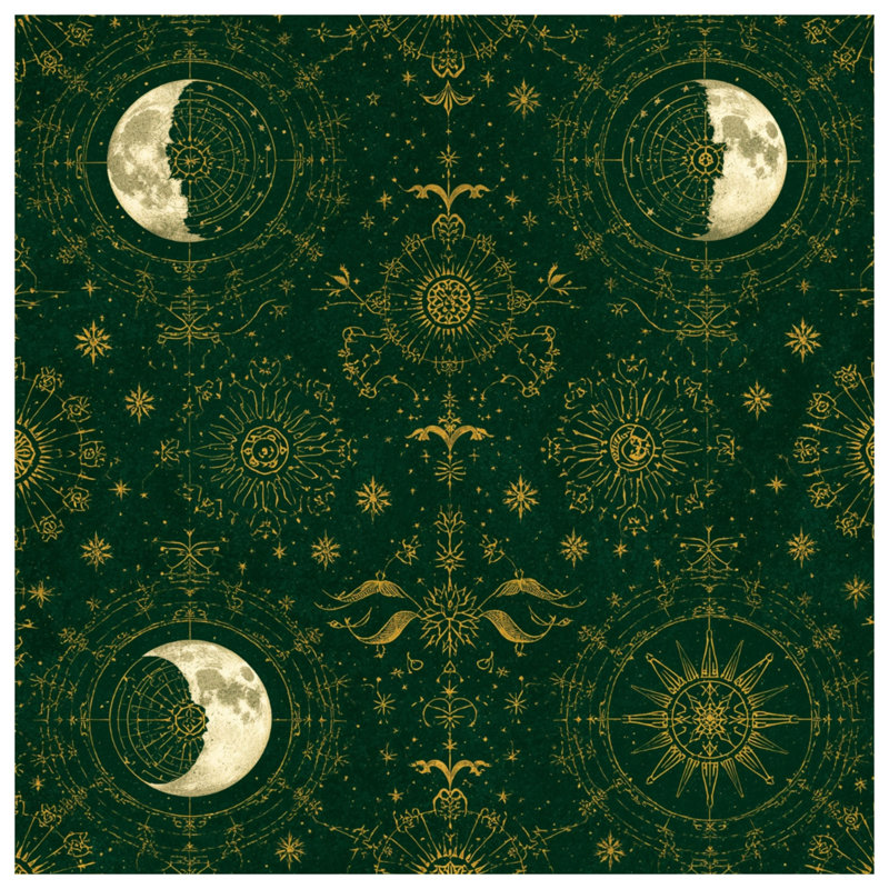 Tapisserie murale "Phases de lune célestes" - Astrologie murale, 50in H x60in W with 4 Grommets