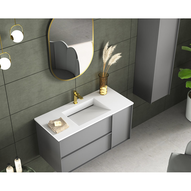 Lavabo de salle de bain rectangulaire encastré en résine blanc mat 18,12 po DAX