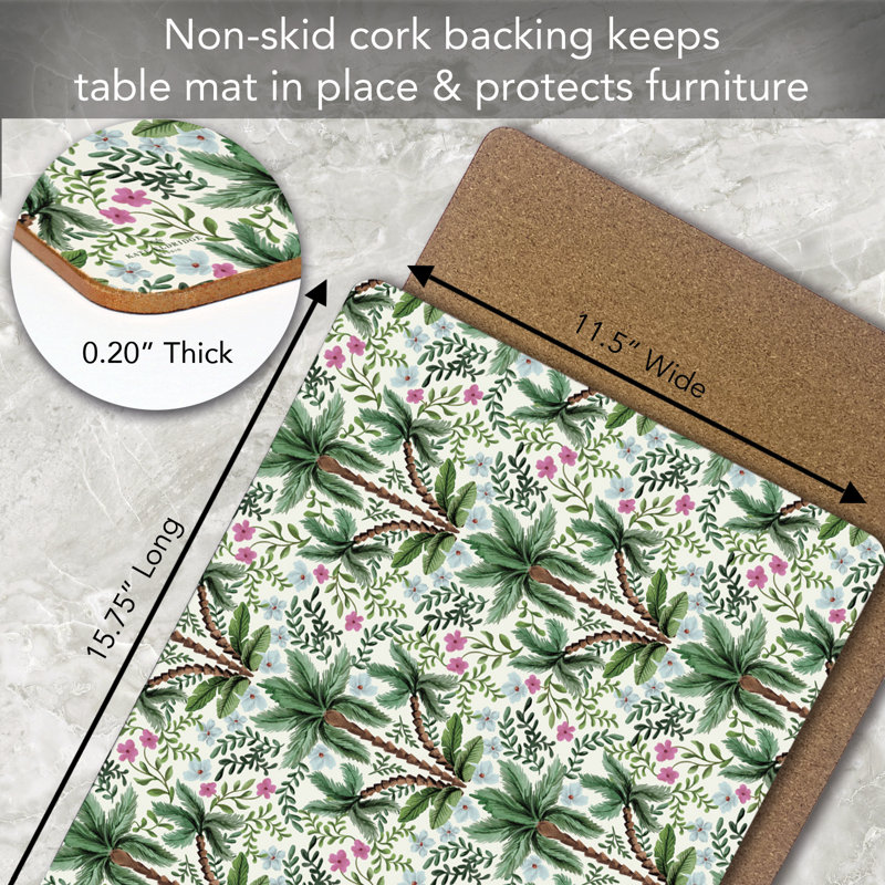 Ensemble de 4 napperons décoratifs Hot Tropics, Blanc / motif floral vert