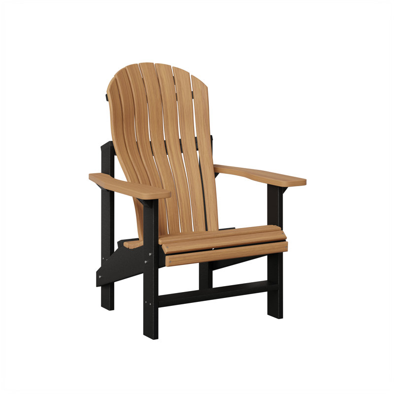 Berlin Gardens Contour Upright Adirondack Chair, Natural Teak with Black