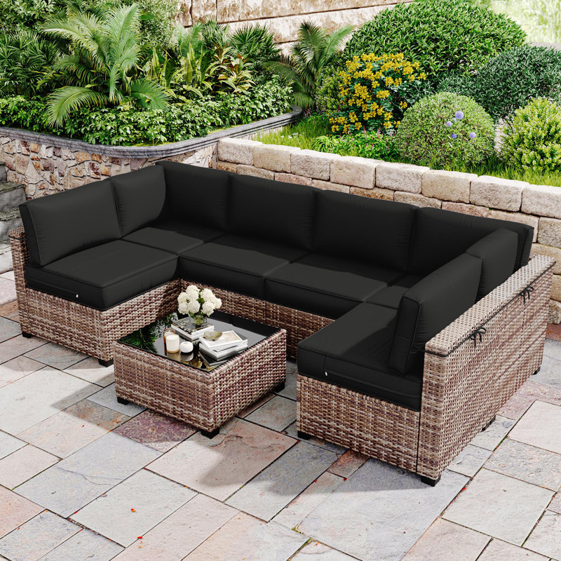14 Pcs Outdoor Cushion Slipcovers All-Weather Patio Cushion Covers For Outdoor Furniture, Covers Only, Black