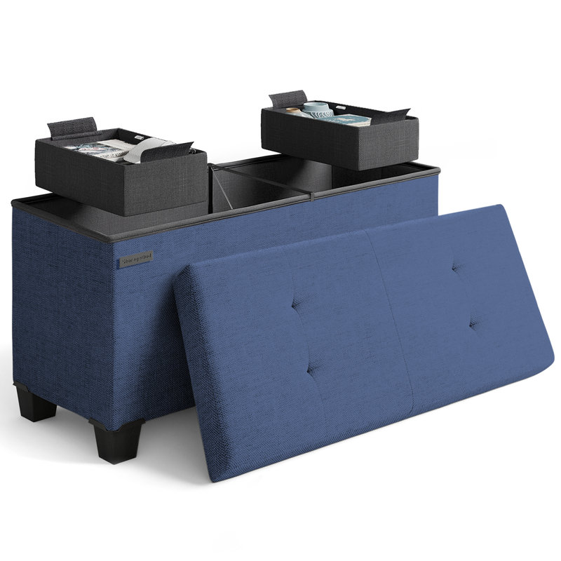 Banc de rangement avec repose-pieds Vérrant, H 15 po x l 30 po x P 15 po, Blue