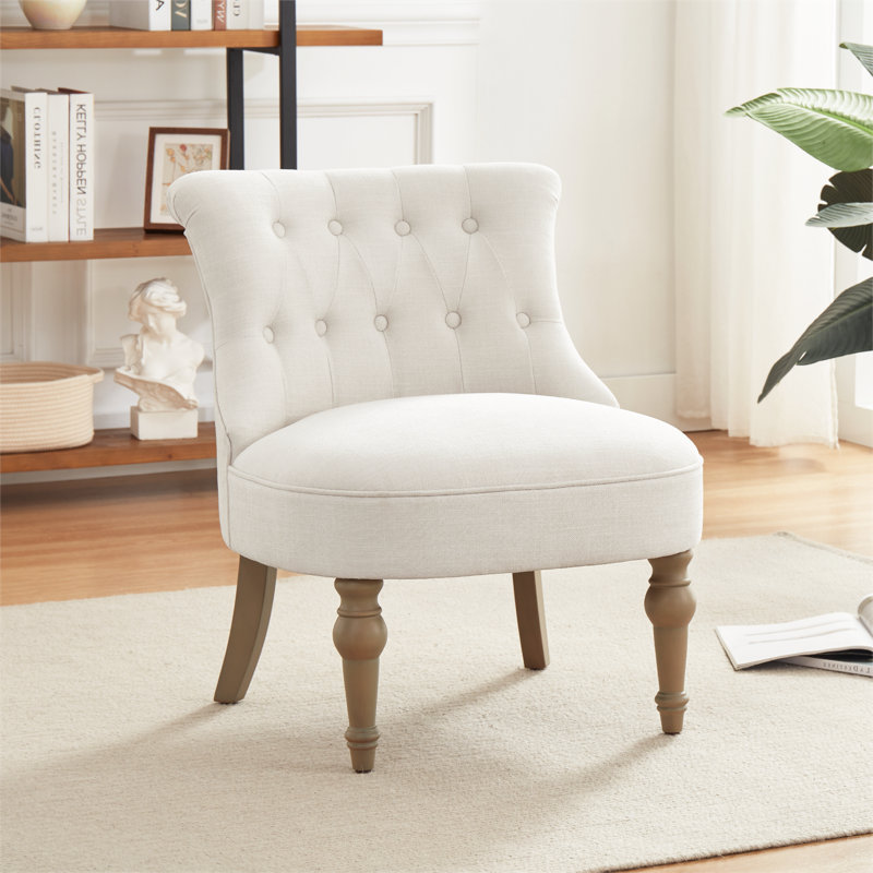 Upholstered Side Chair, Beige Chenille