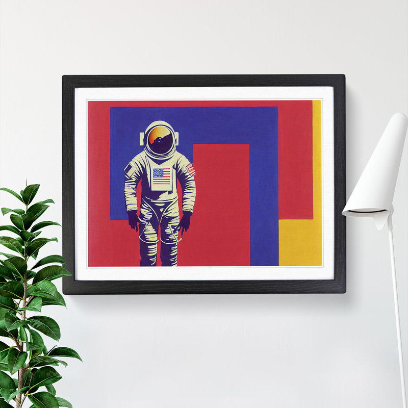 XH1022-977X Astronaut Block Colour 1 Piece Single Picture Frame Wall Art