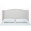 Lit double Hannah capitonné avec tête de lit à oreilles de 137 cm de hauteur, toile texturée aspect chenille ivoire, design minimaliste