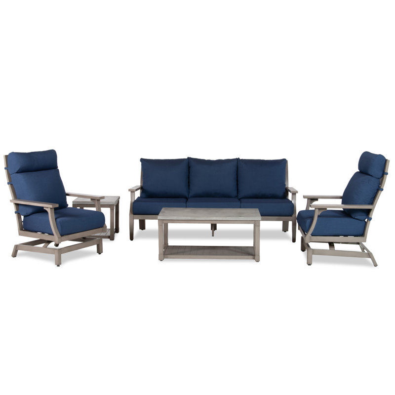 Bungalow Outdoor 5 - Piece Conversation Set, Blue
