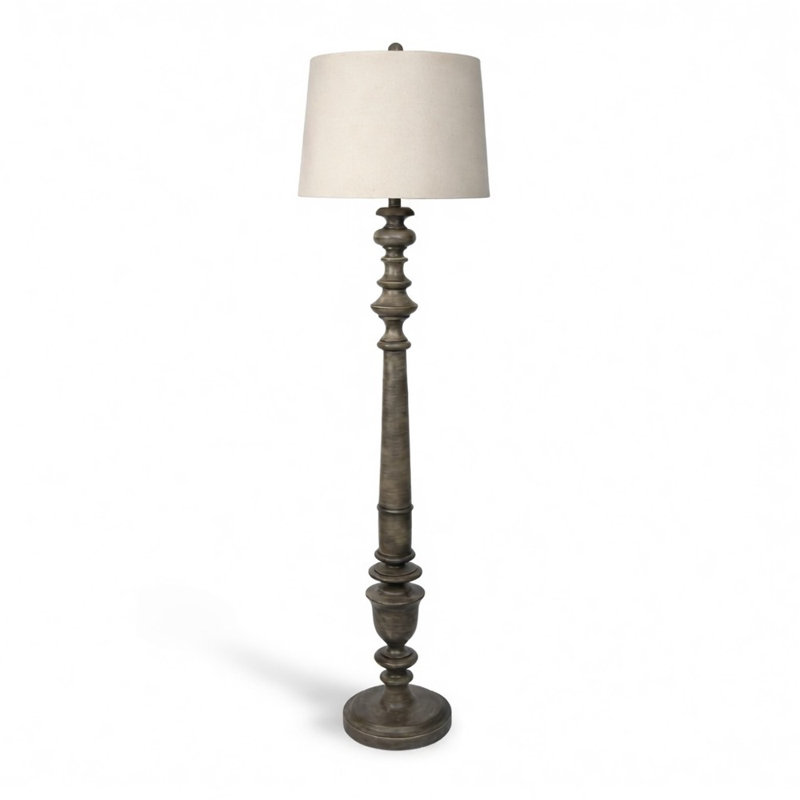  Lampe sur pied traditionnelle Benjamin, gris, Beige, Gris