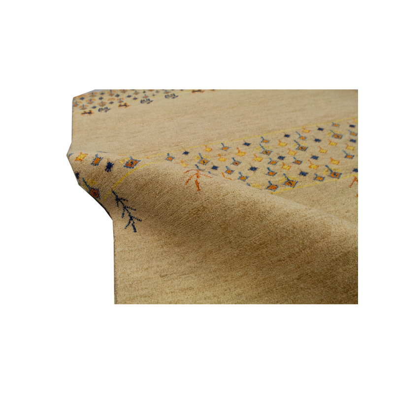 Hand-Knotted High-Quality Camel and Cream Area Rug