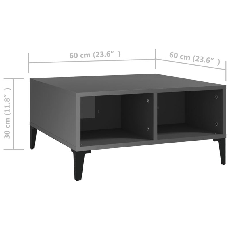 Alexzandre Four Leg Coffee Table with Storage, High Gloss Grey