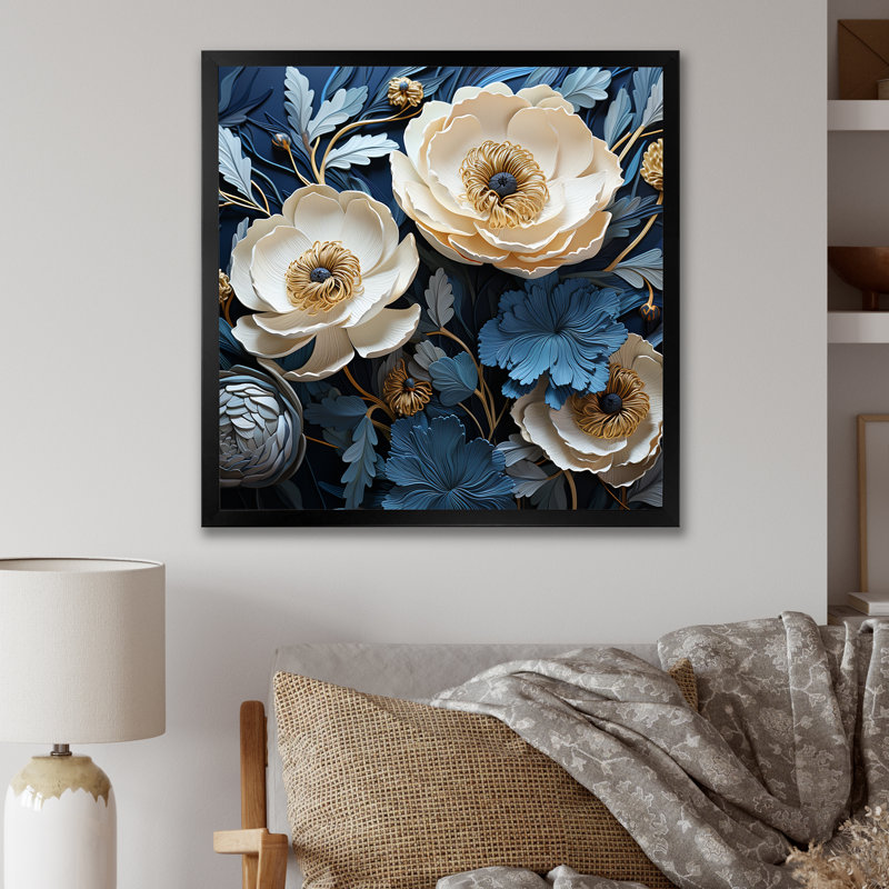 Bouquet de renoncules sur toile, Cadre simple noir, H 24 po x l 24 po x P 1 po