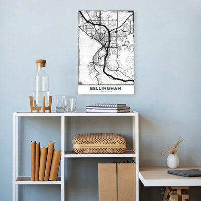 «Bellingham Washington Map», rétro, art abstrait de ville murale