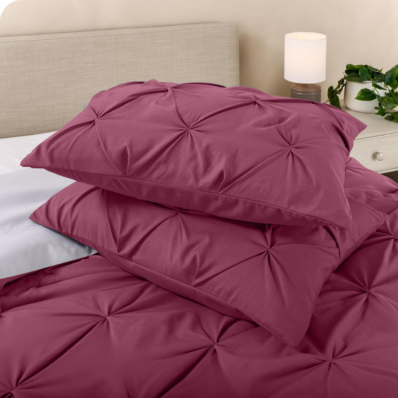 Microfiber Solid Colour Duvet Cover Set with Pillowcases Included, Burgundy, Kingsize Duvet Cover + 2 Standard Pillowcases
