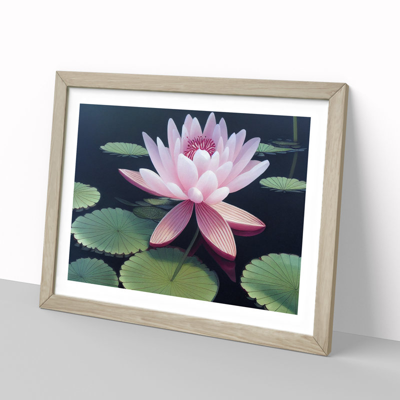 Soulful Water Lily Flower - Framed Print, 46cm H x 64cm W x 2cm D, Oak