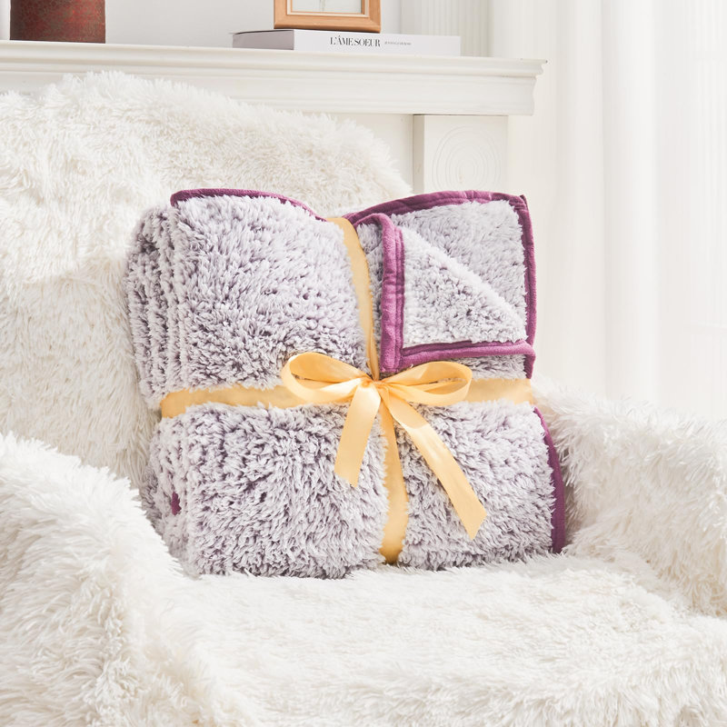 Couvertures en sherpa doux EMME, Mauve, Jeté