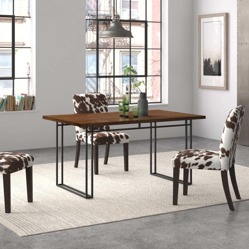 Metal Base Dining Table, Walnut