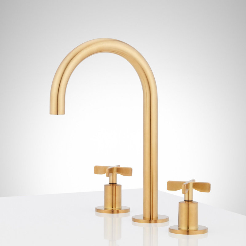 Vassor 1.2 GPM Widespread Bathroom Faucet, Brushed Gold