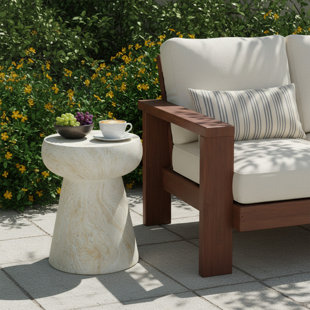 Modern Mushroom Concrete Side Table, Geometric Pedestal End Table with Multi-Functional Design for Patio, Indoor & Outdoor Use