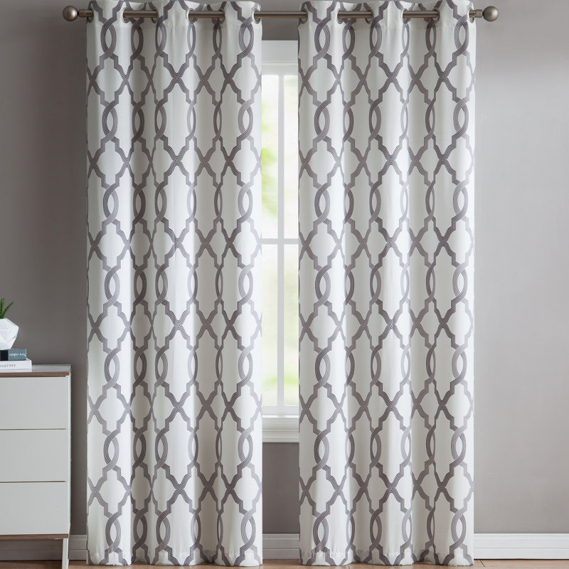Paire de rideaux semi-transparents avec œillets , Anthracite, l 38 po x L 96 po